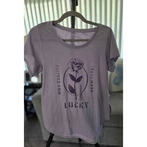 🌹 Lucky Brand Graphic Tee | Minimal Grey Rose Print | Size Small NWT